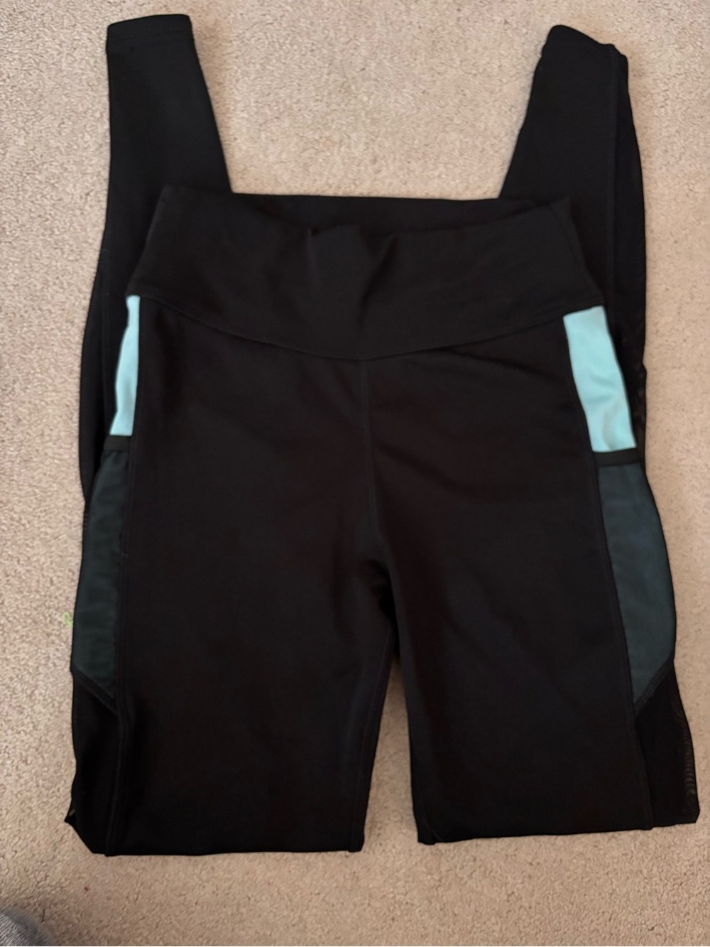 POP Fit Black leggings with Mint Panels
